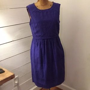 Jcrew Purple eyelet shift pocket dress size 8